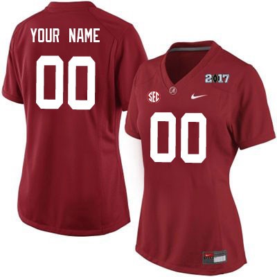 Women's Alabama Crimson Tide #00 Custom Crimson Embroidered 2017 Patch NCAA College Football Jersey 2403PIOP7